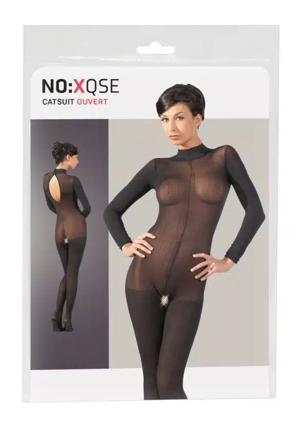 NO:XQSE Catsuit ouvert - Aufregend transparenter Langarm-Catsuit S/M – Verpackung NO:XQSE Catsuit ouvert - Aufregend transparenter Langarm-Catsuit S/M – Verpackung