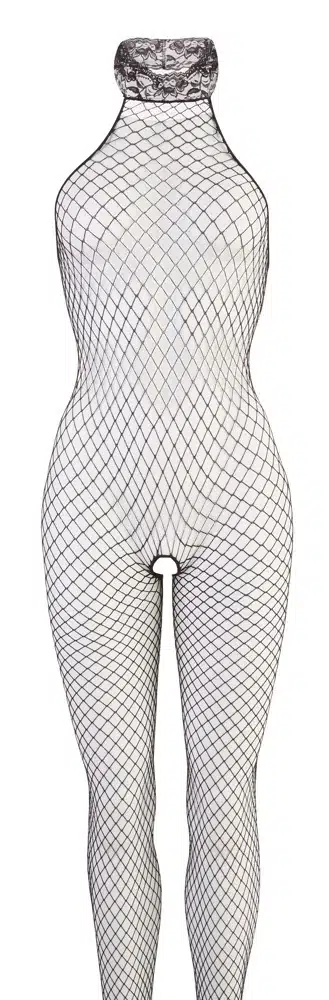 NO:XQSE Netzcatsuit Schwarz - Stretch-Netz mit Spitzenkragen M/L NO:XQSE Netzcatsuit Schwarz - Stretch-Netz mit Spitzenkragen S/M – Hollow B