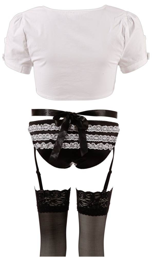 Cottelli COSTUMES Servier Set S - Komplettes Outfit für heiße Rollenspiele Schwarz/Weiß L